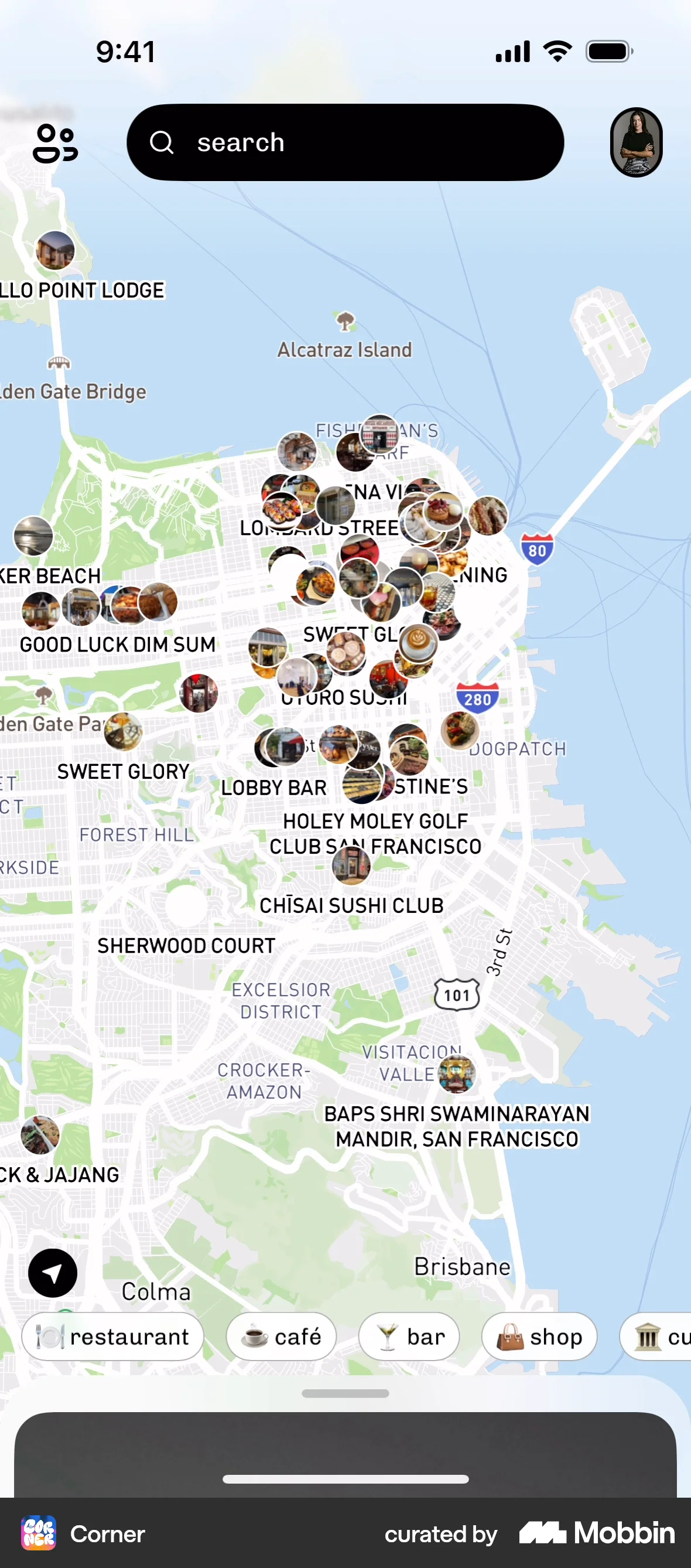 Corner iOS Map screen