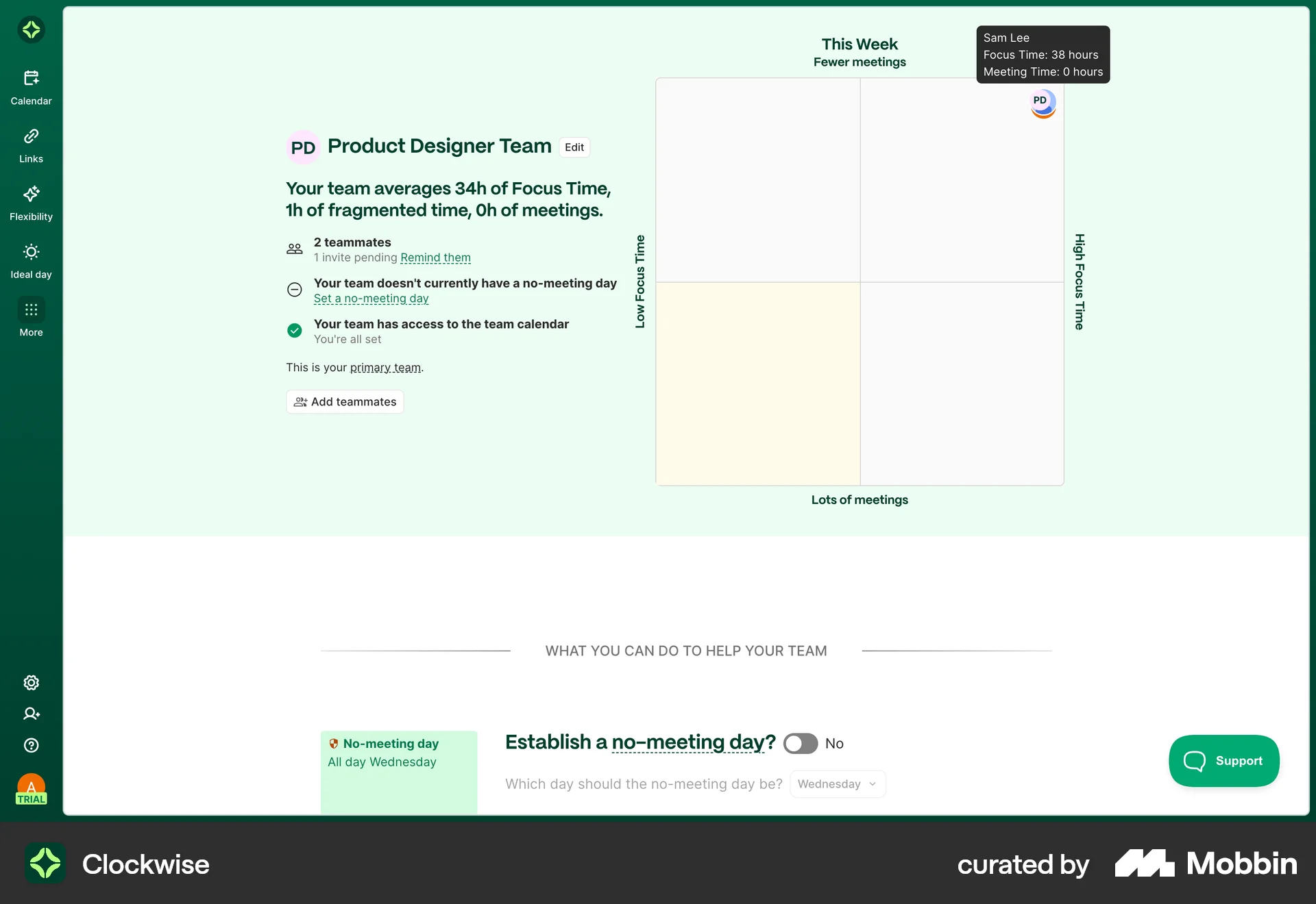 Clockwise Web Time Tracker screen