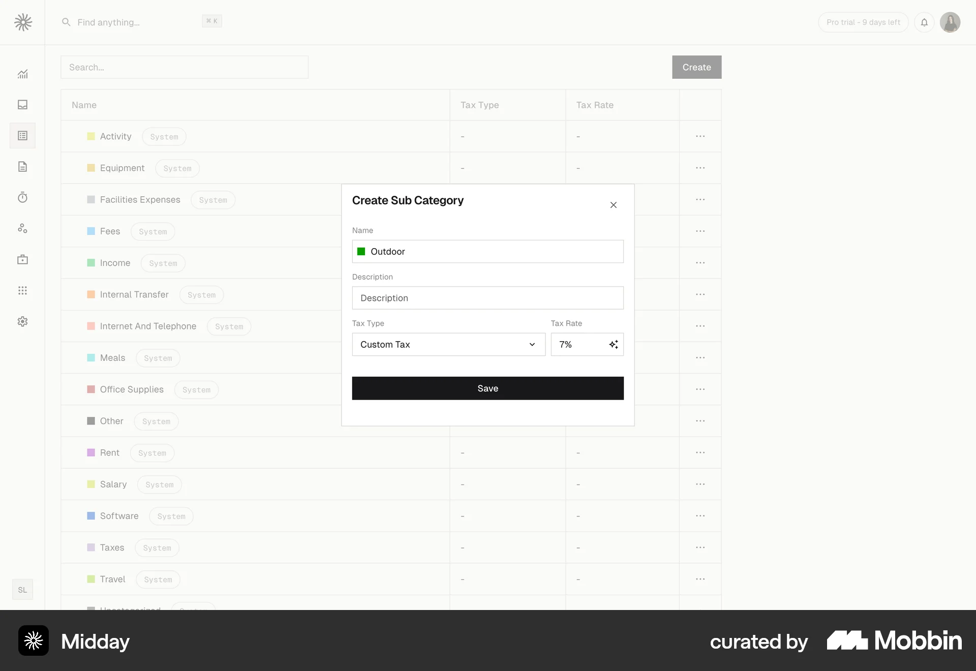 Midday Web Set screen