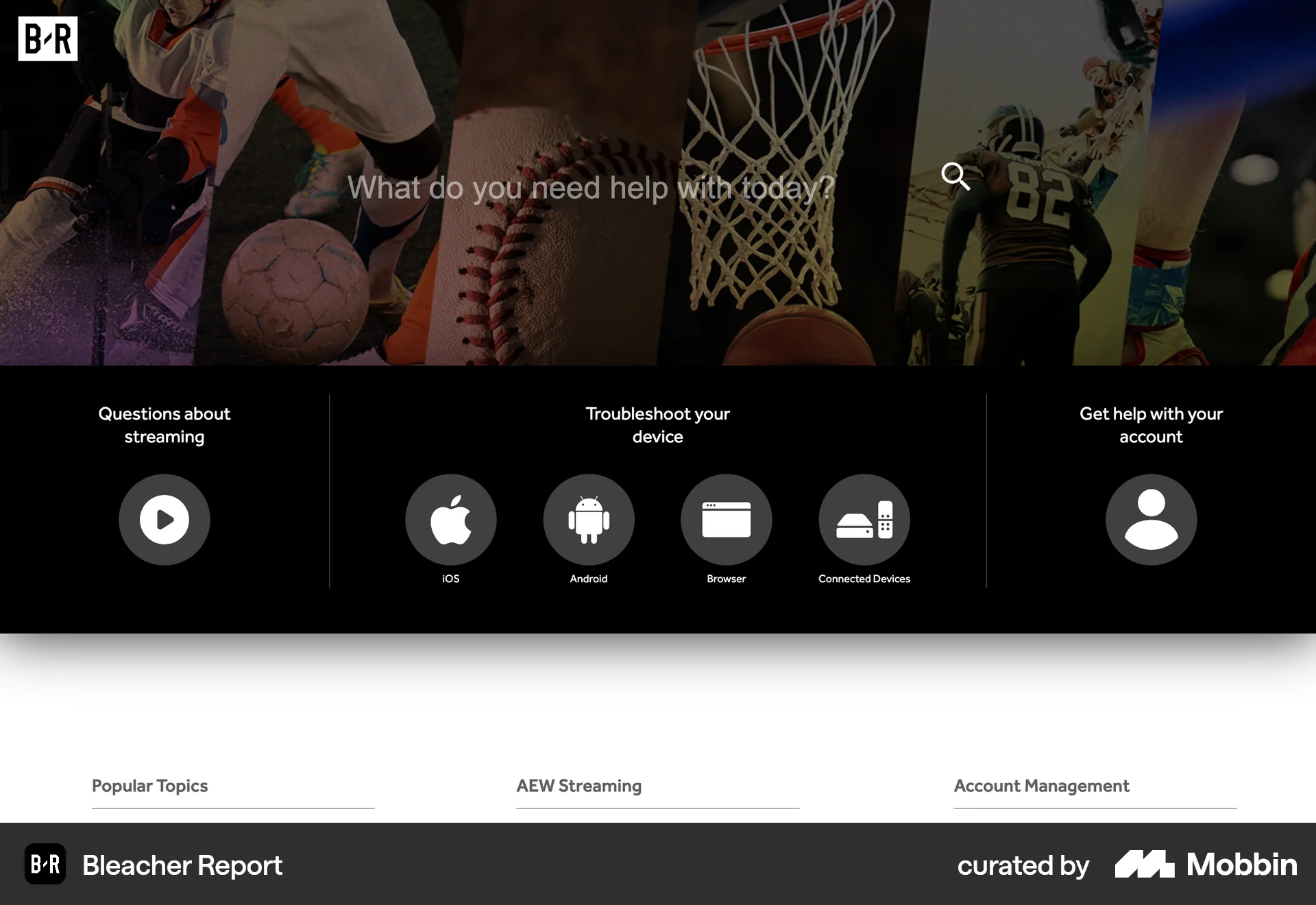 Bleacher Report Web Sports App screen