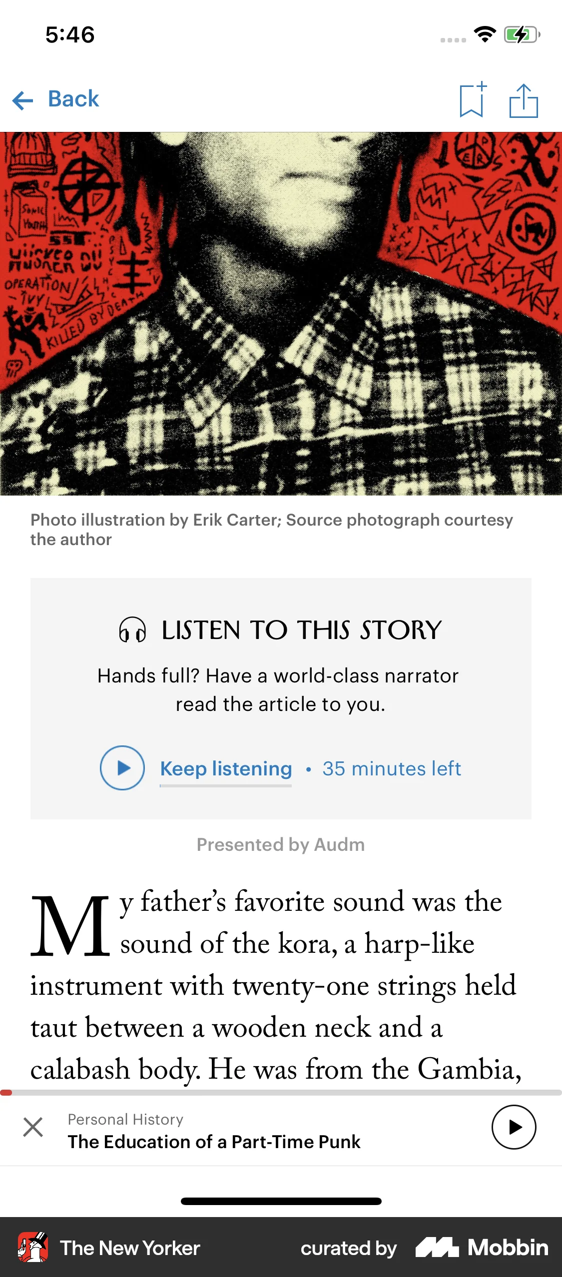 The New Yorker iOS Article Detail screen