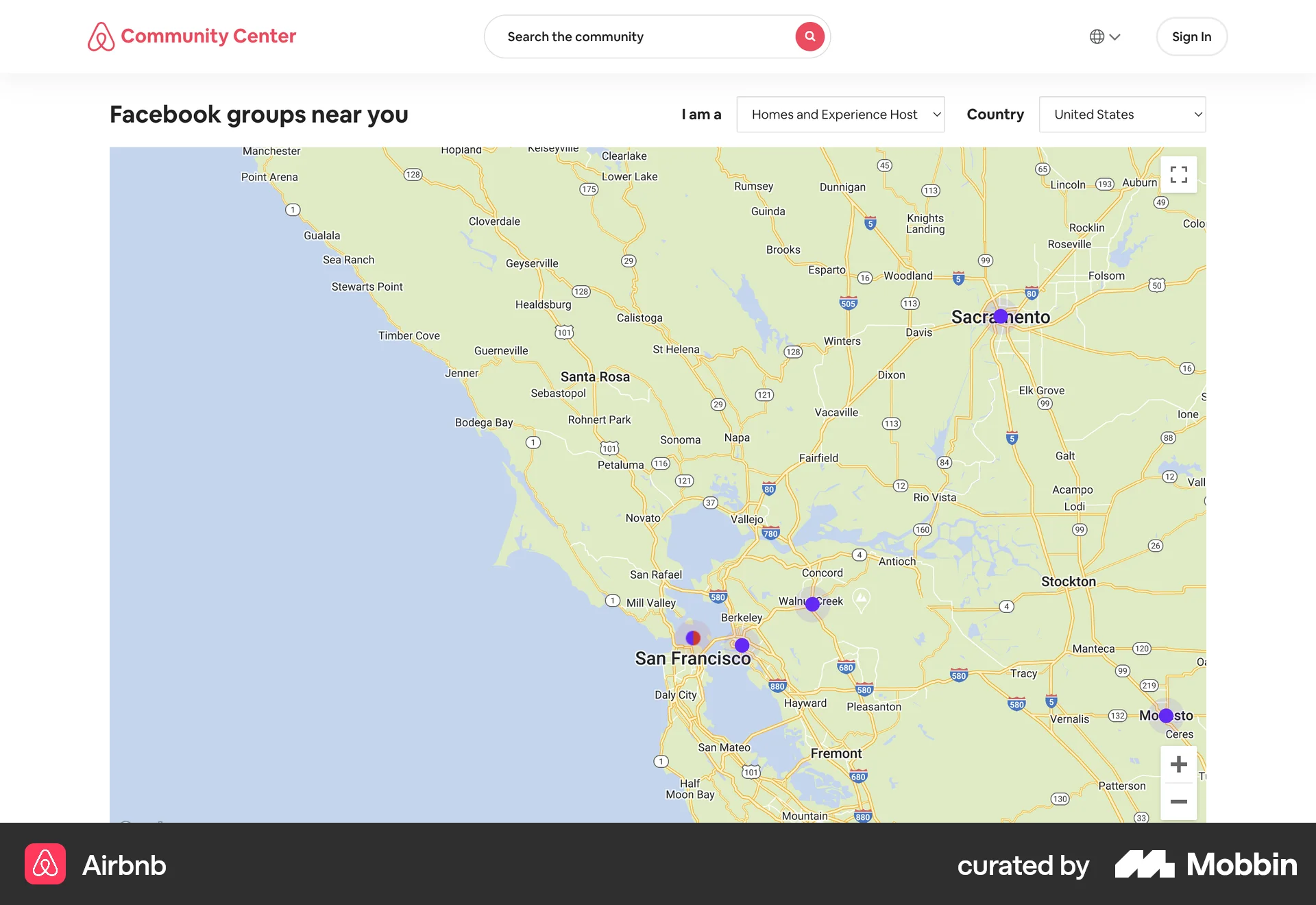 Airbnb Web Map screen