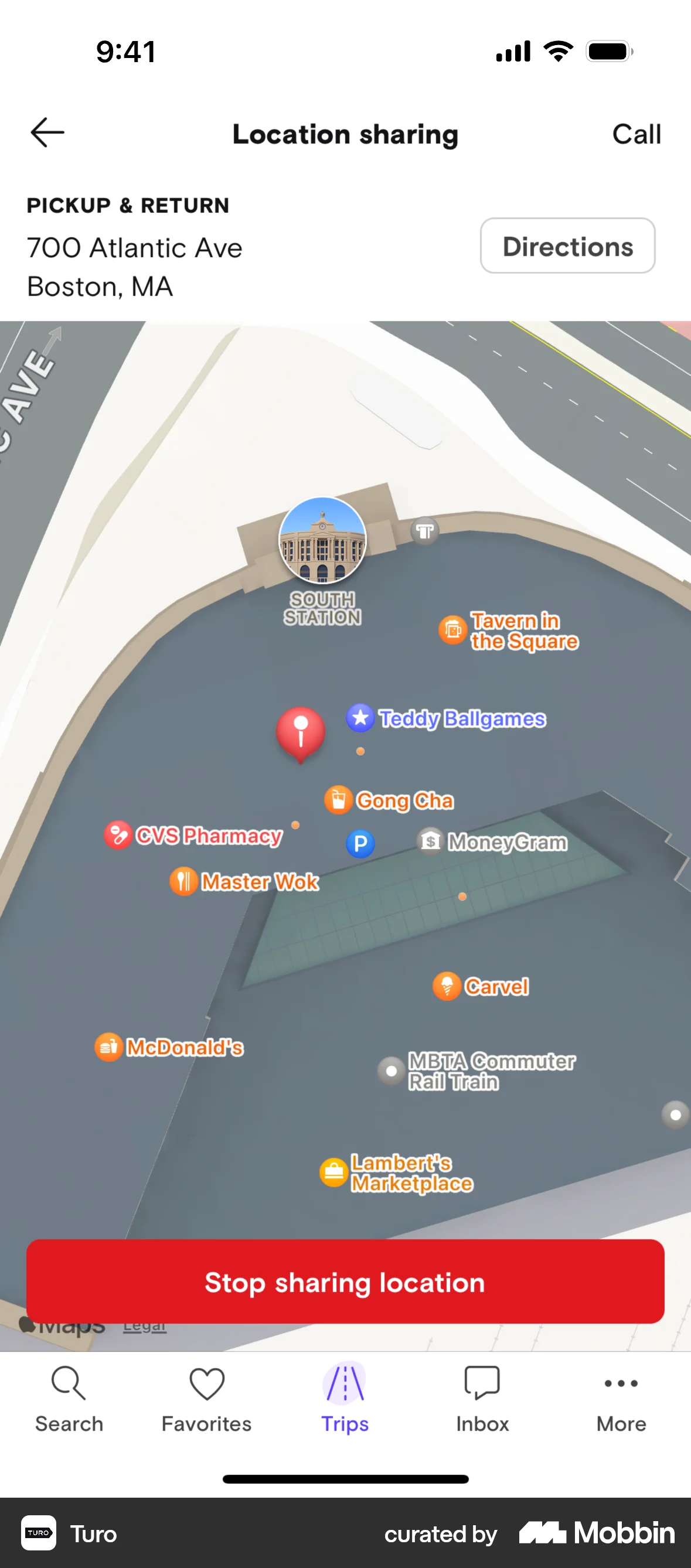 Turo iOS Share screen