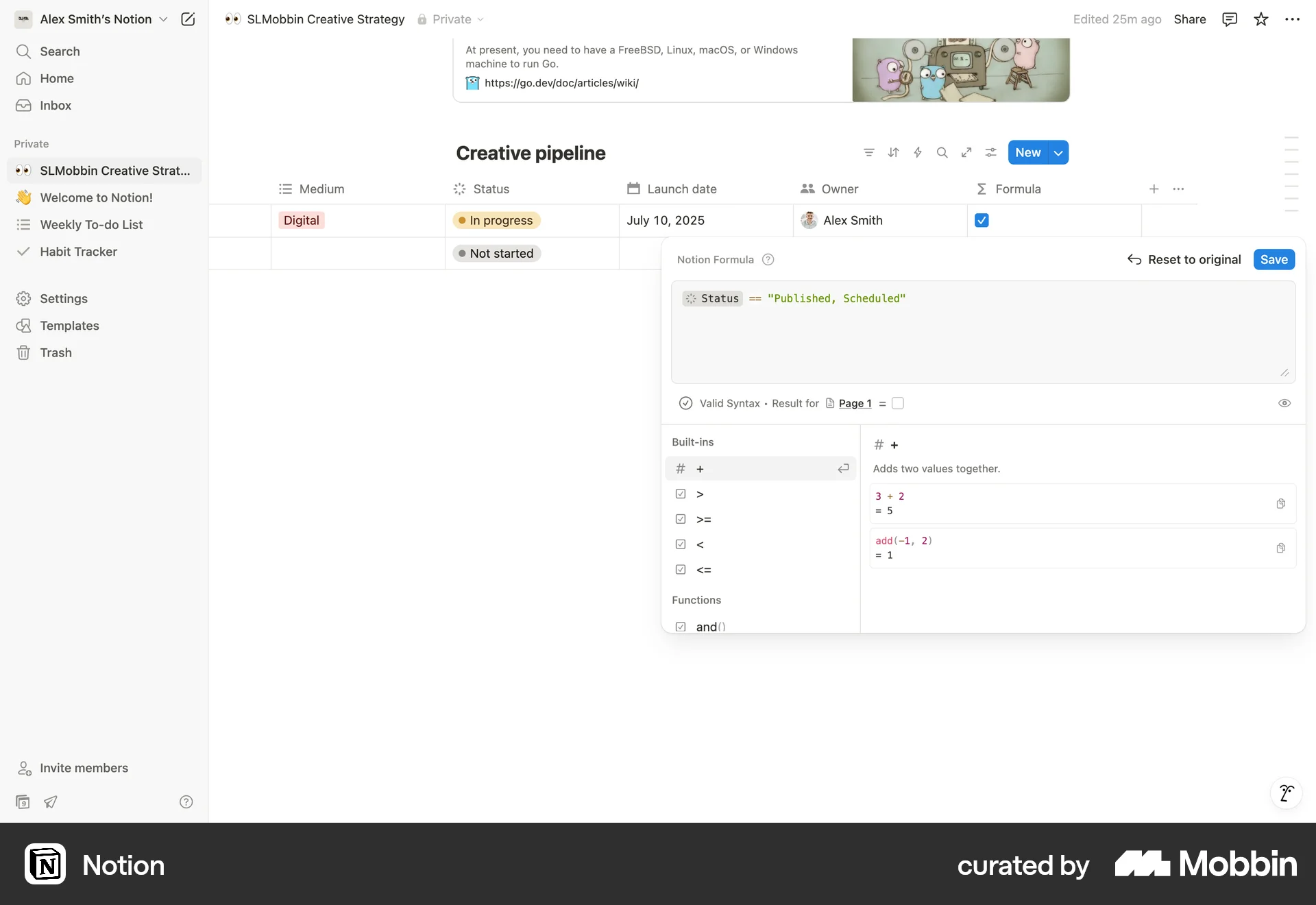 Notion Web Add & Create screen