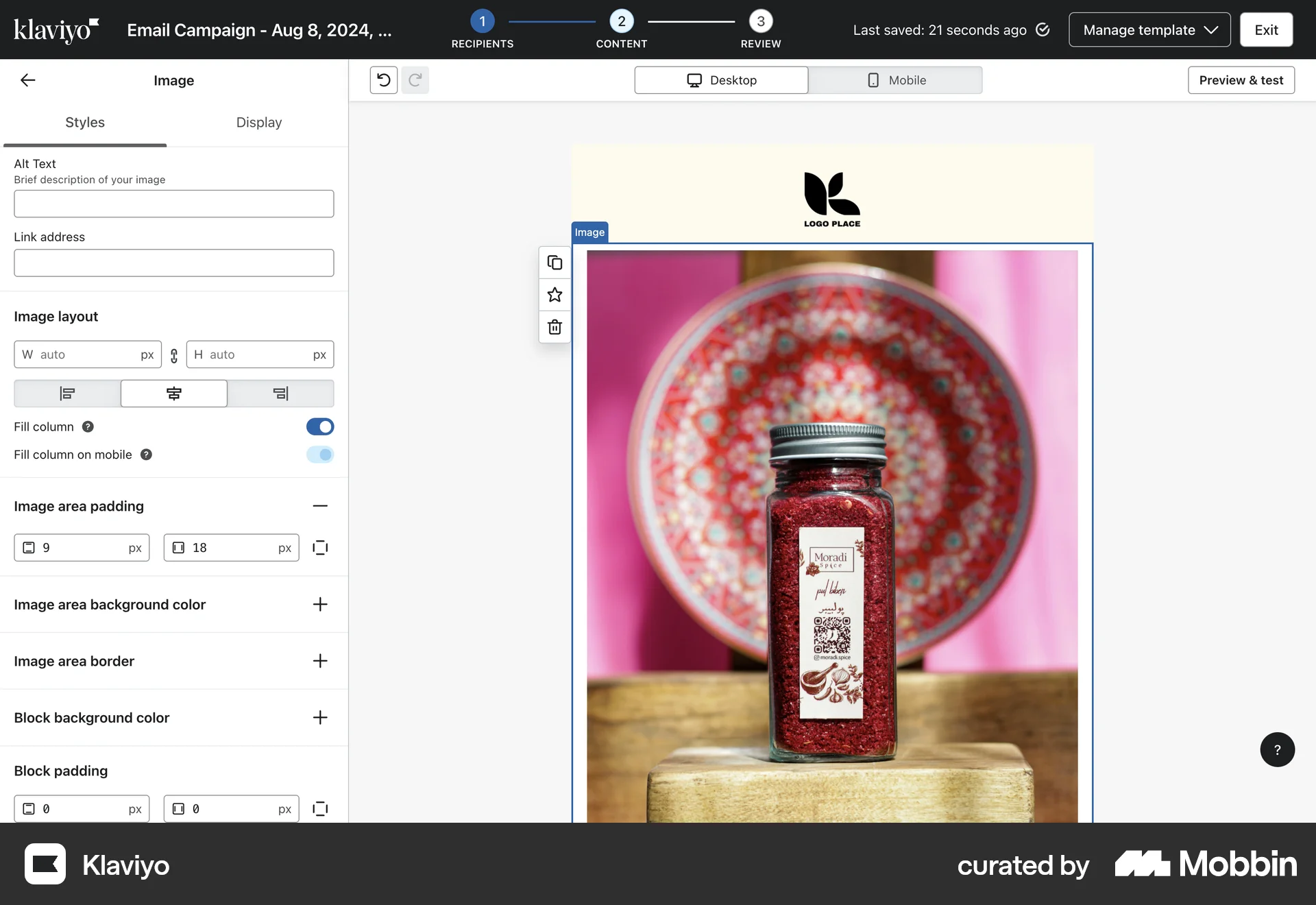 Klaviyo Web screen containing Accordion UI element