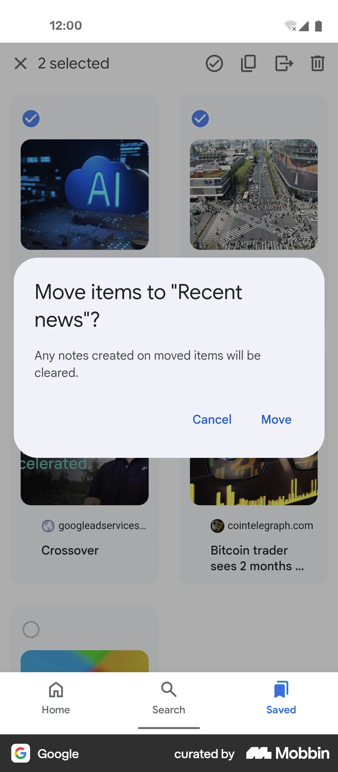 Google Android Move screen