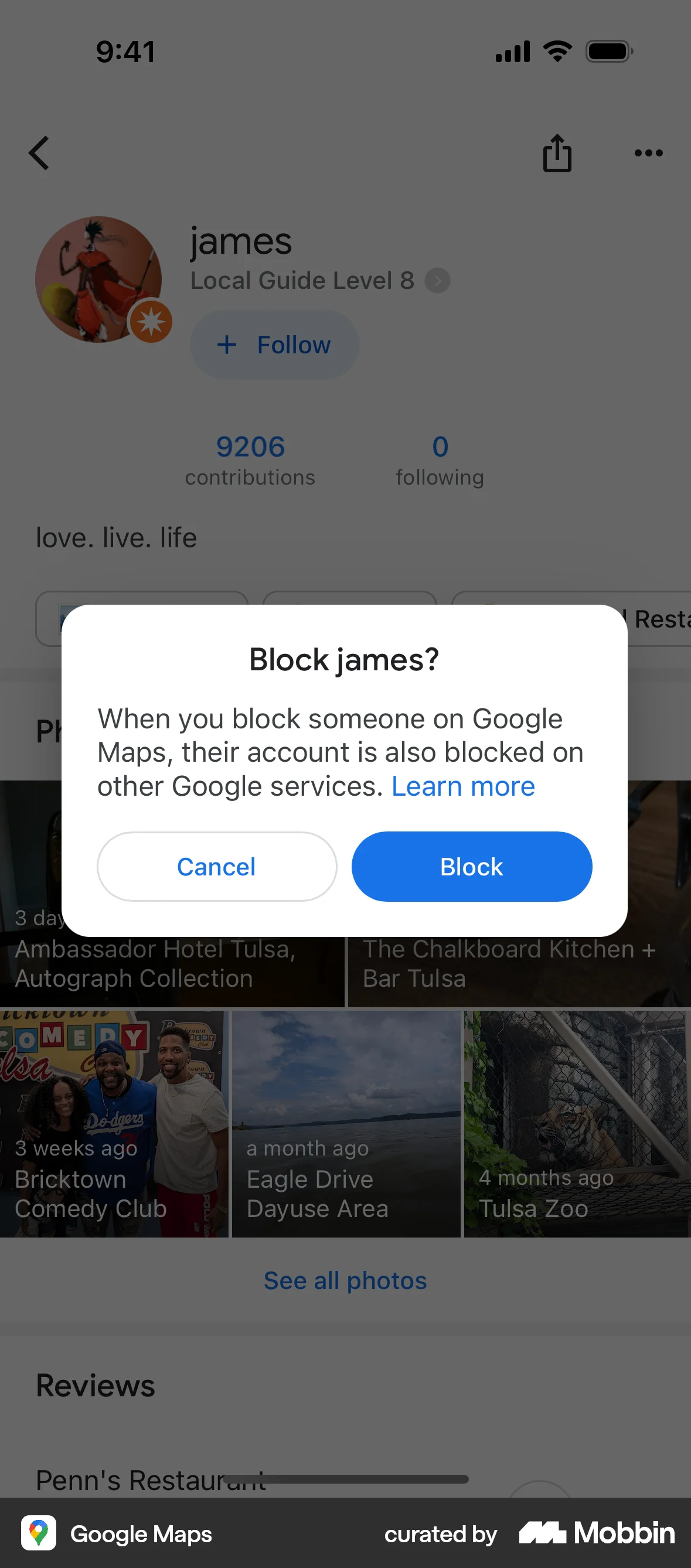 Google Maps iOS Ban & Block screen