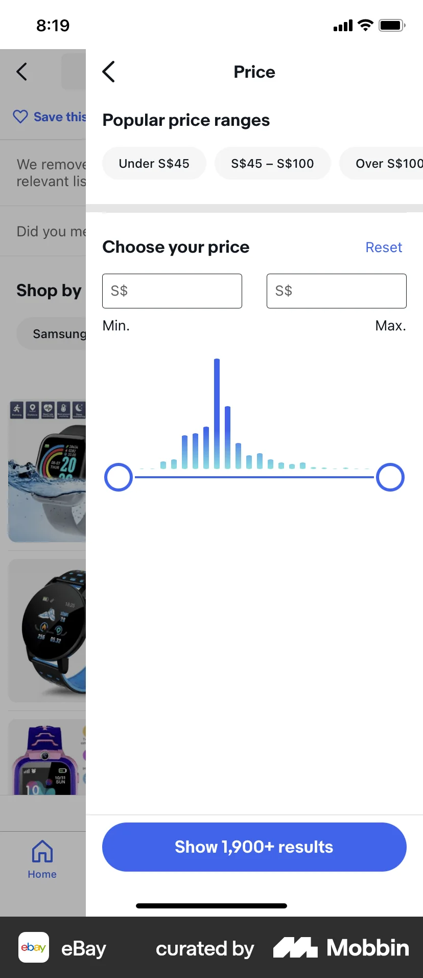 eBay iOS screen containing Chip UI element
