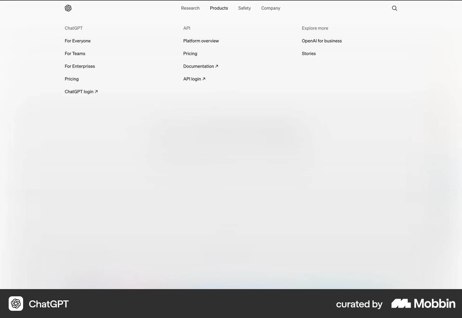 ChatGPT Web screen containing Navigation Menu UI element