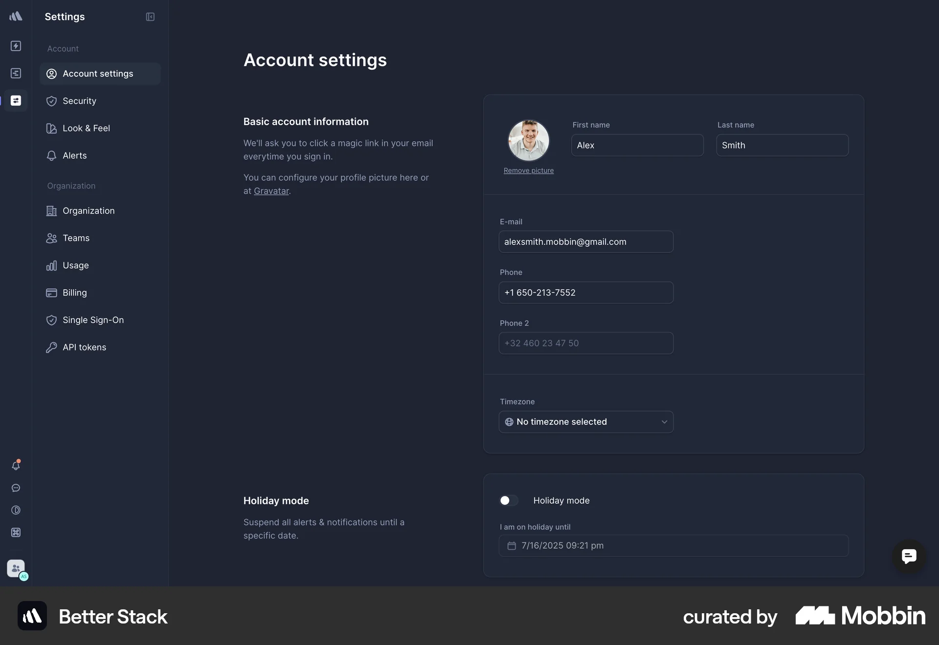Better Stack Web Settings & Preferences screen