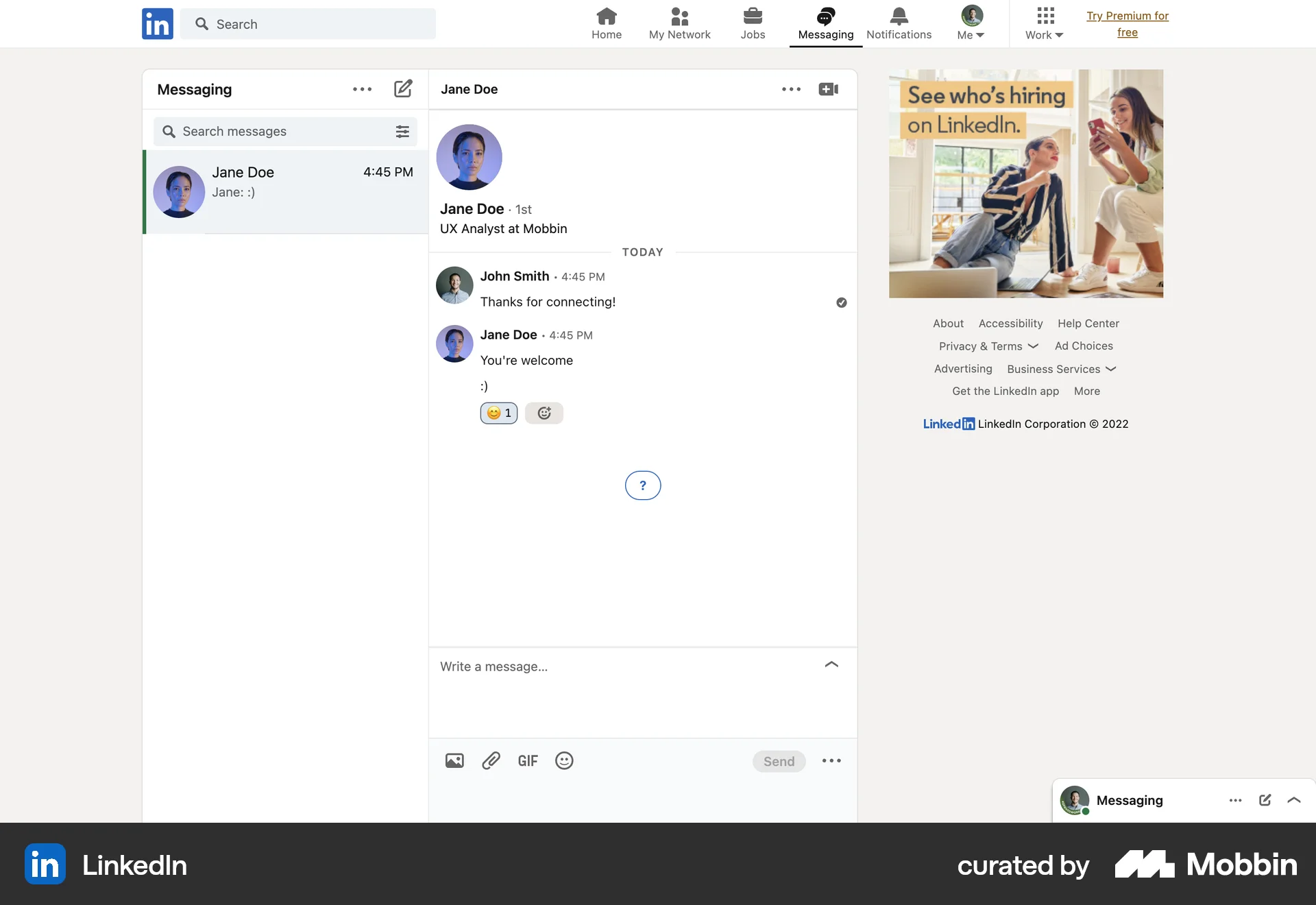 LinkedIn Web Like & Upvote screen