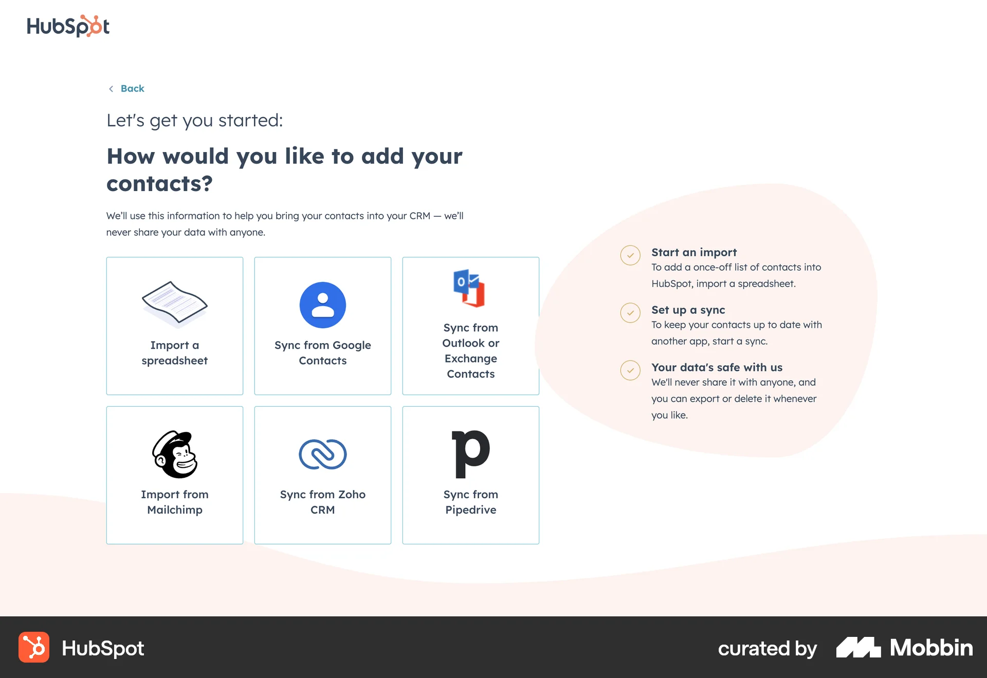 HubSpot Web Account Setup screen
