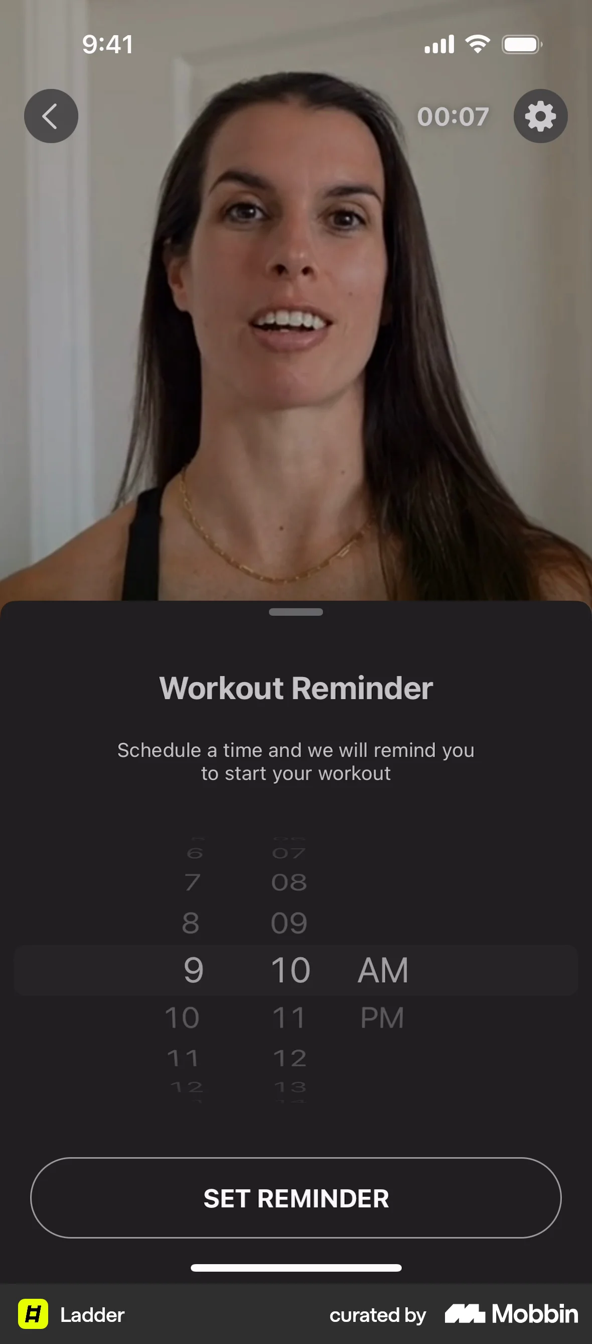 Ladder iOS screen containing Time Picker UI element