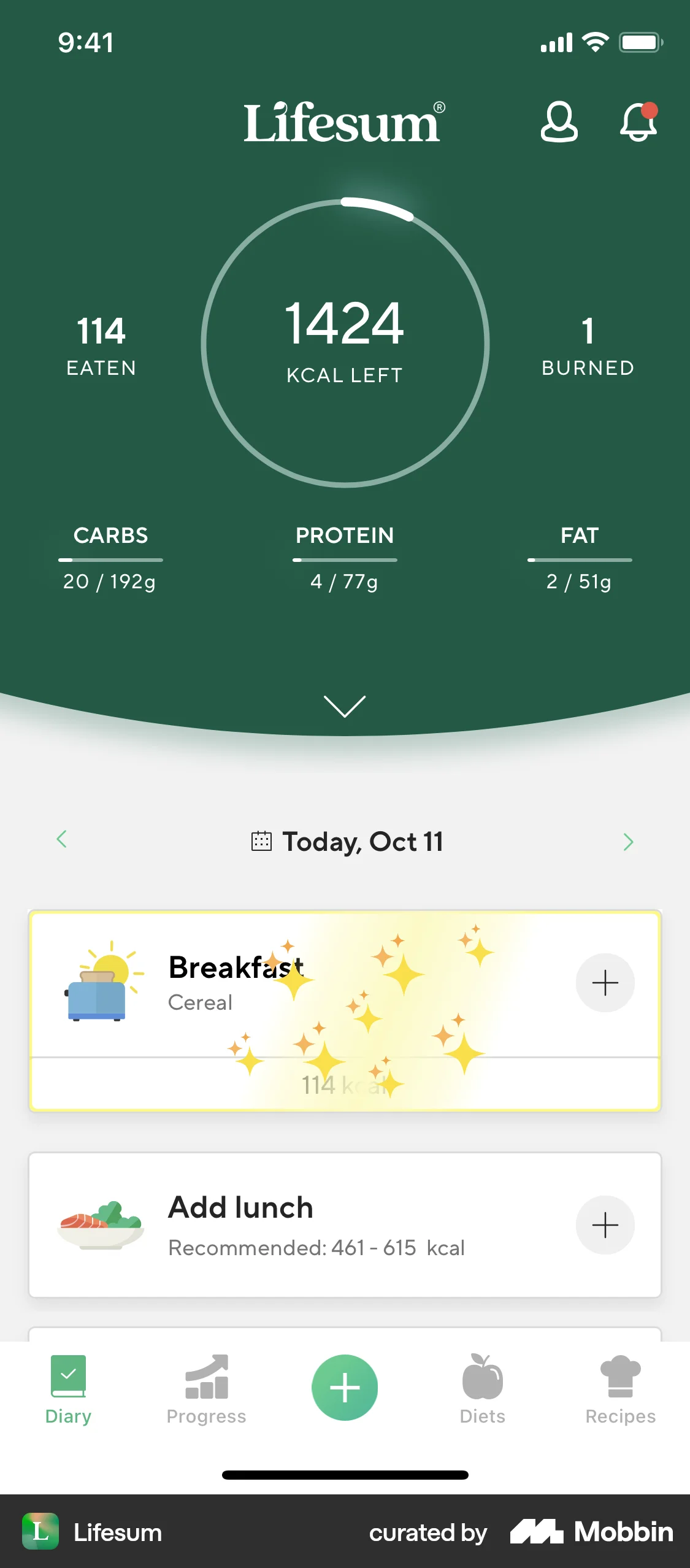 Lifesum iOS Confetti screen