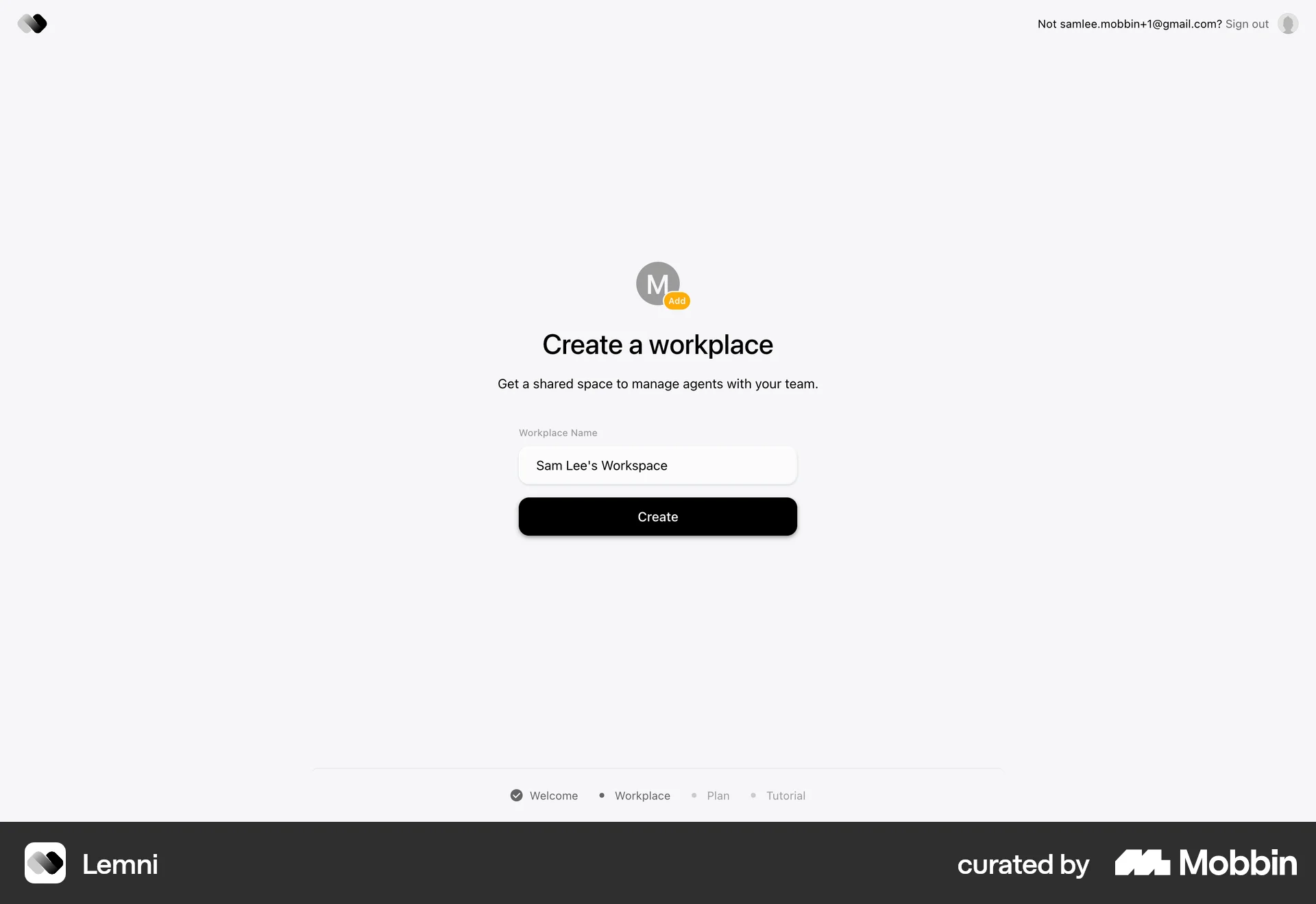 Lemni Web Add & Create screen