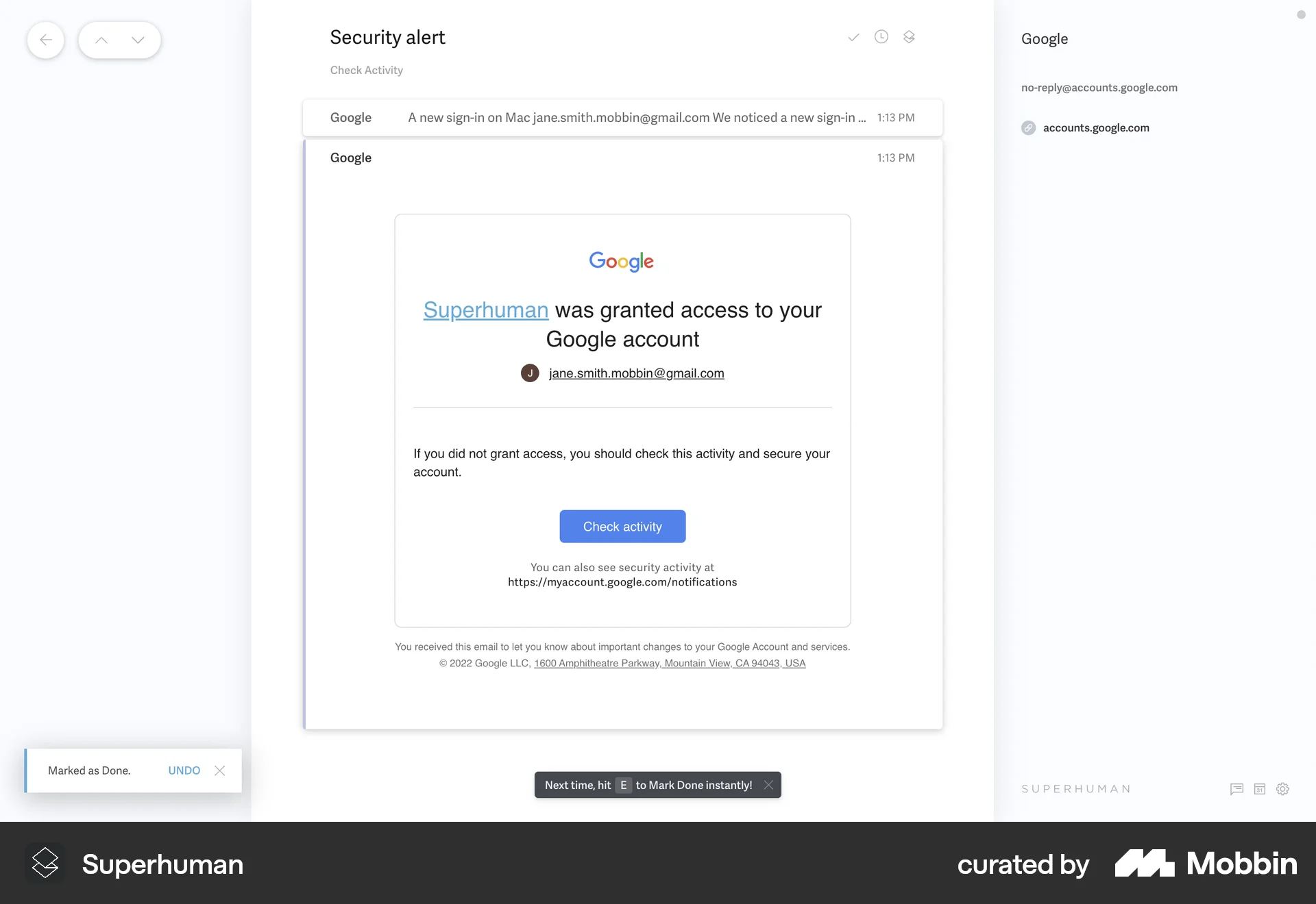 Superhuman Mail Web Other Action screen