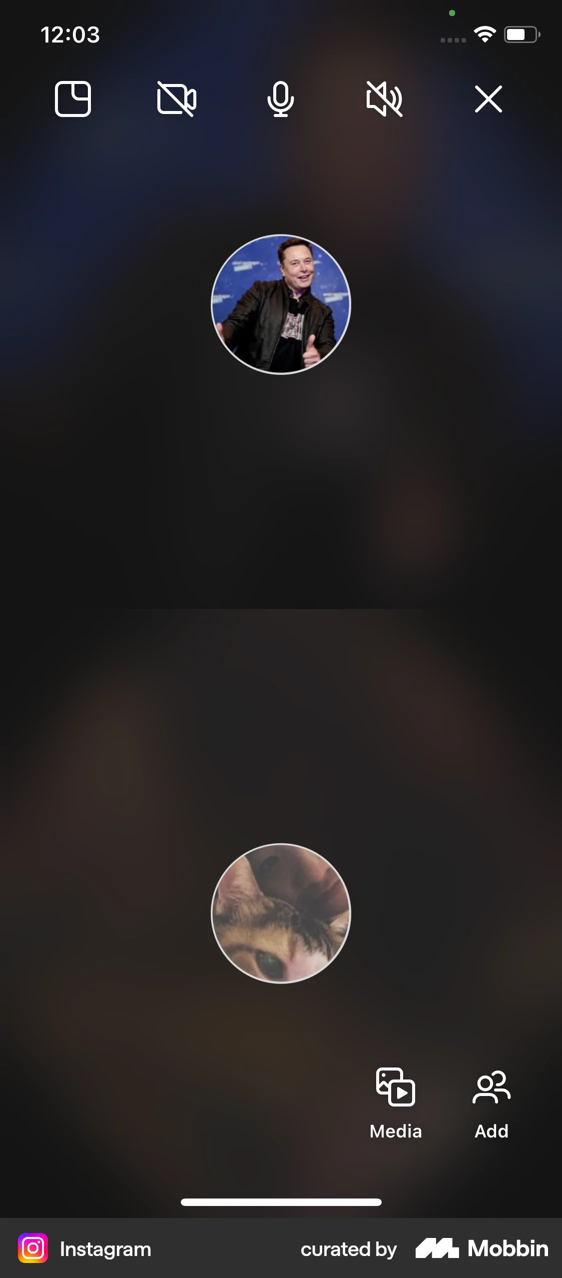 Instagram iOS Call screen