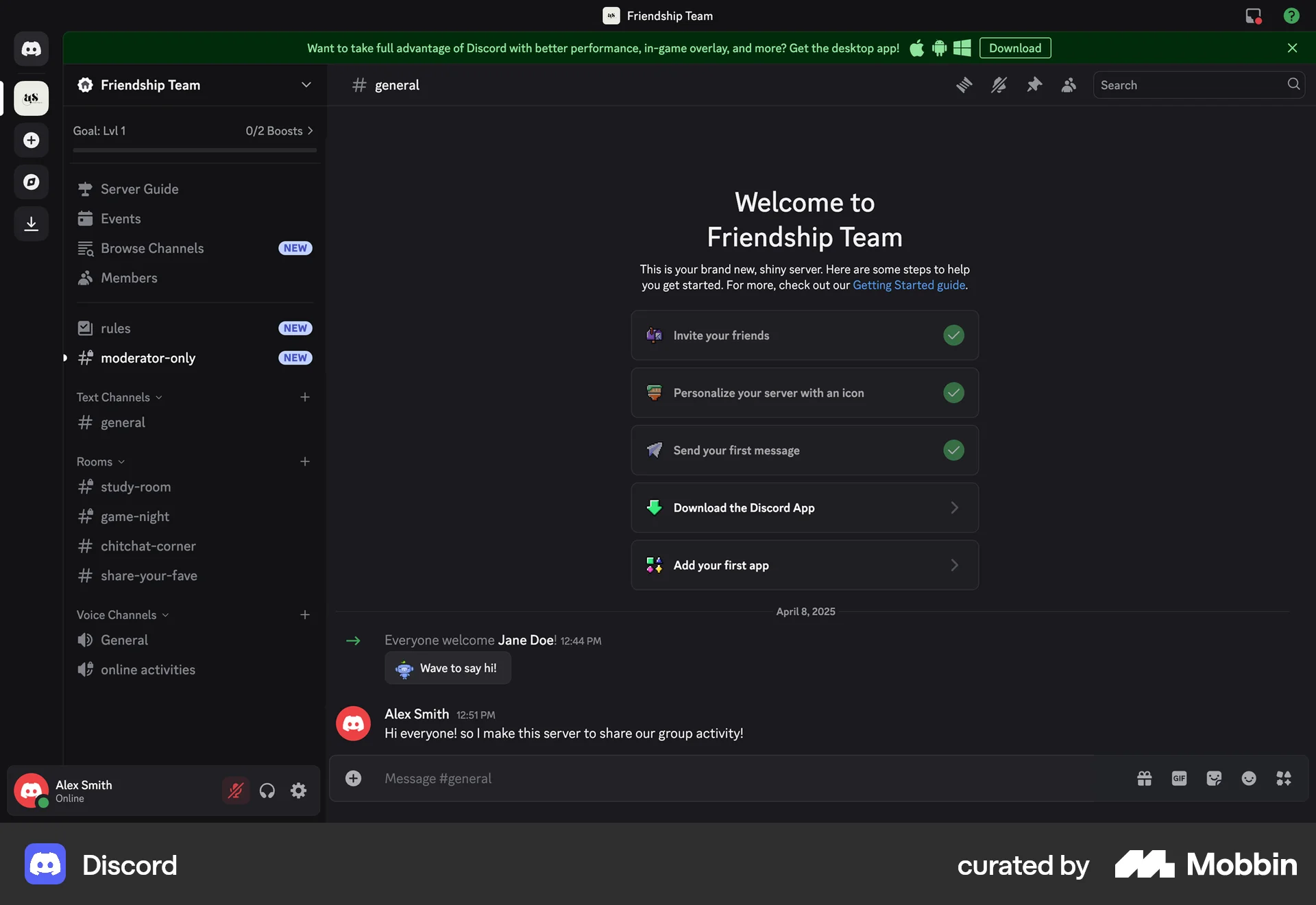Discord Web screen containing Status Dot UI element