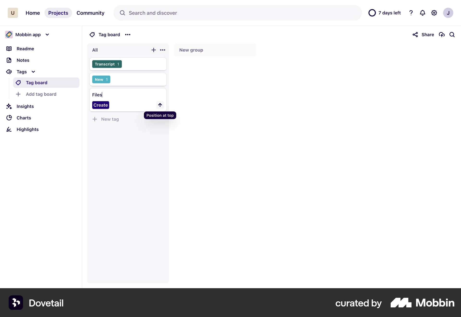 Dovetail Web Reorder screen