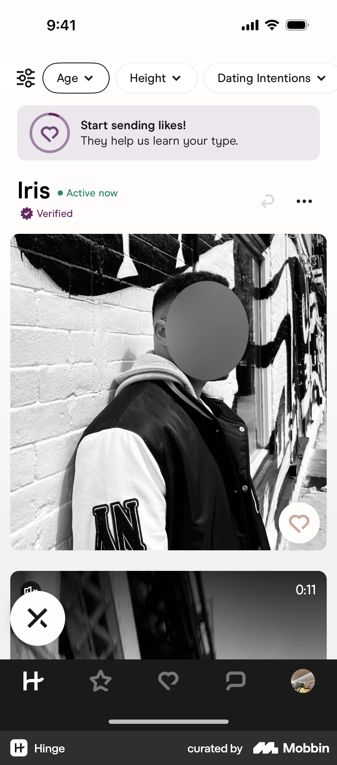 Hinge iOS User / Group Profile screen