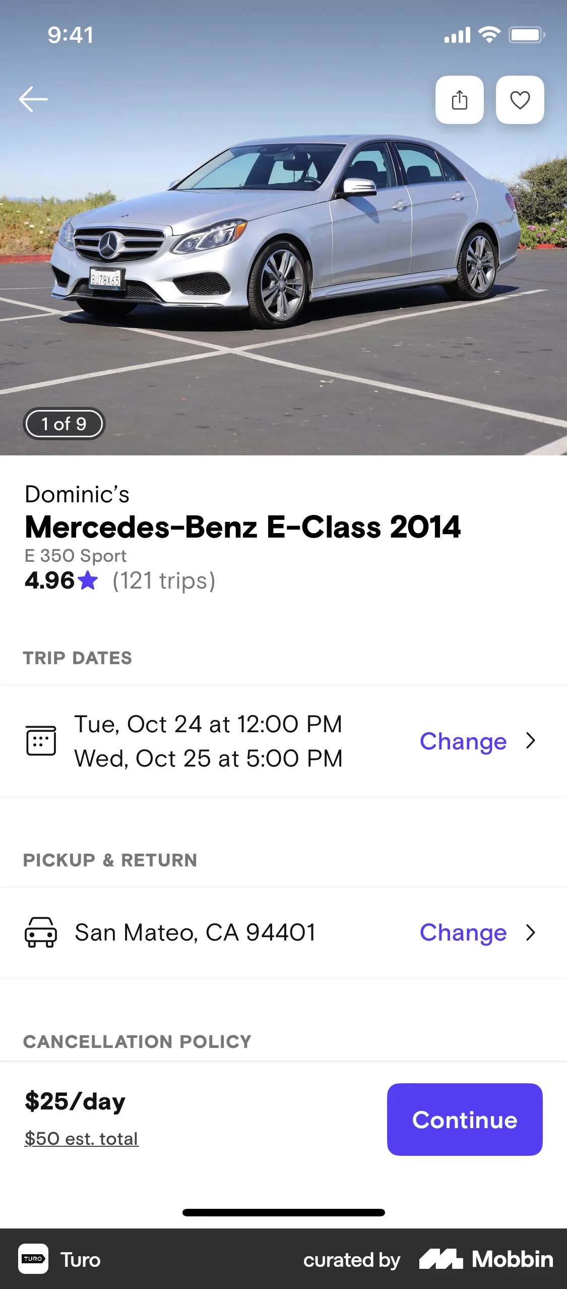 Turo iOS Product Detail screen