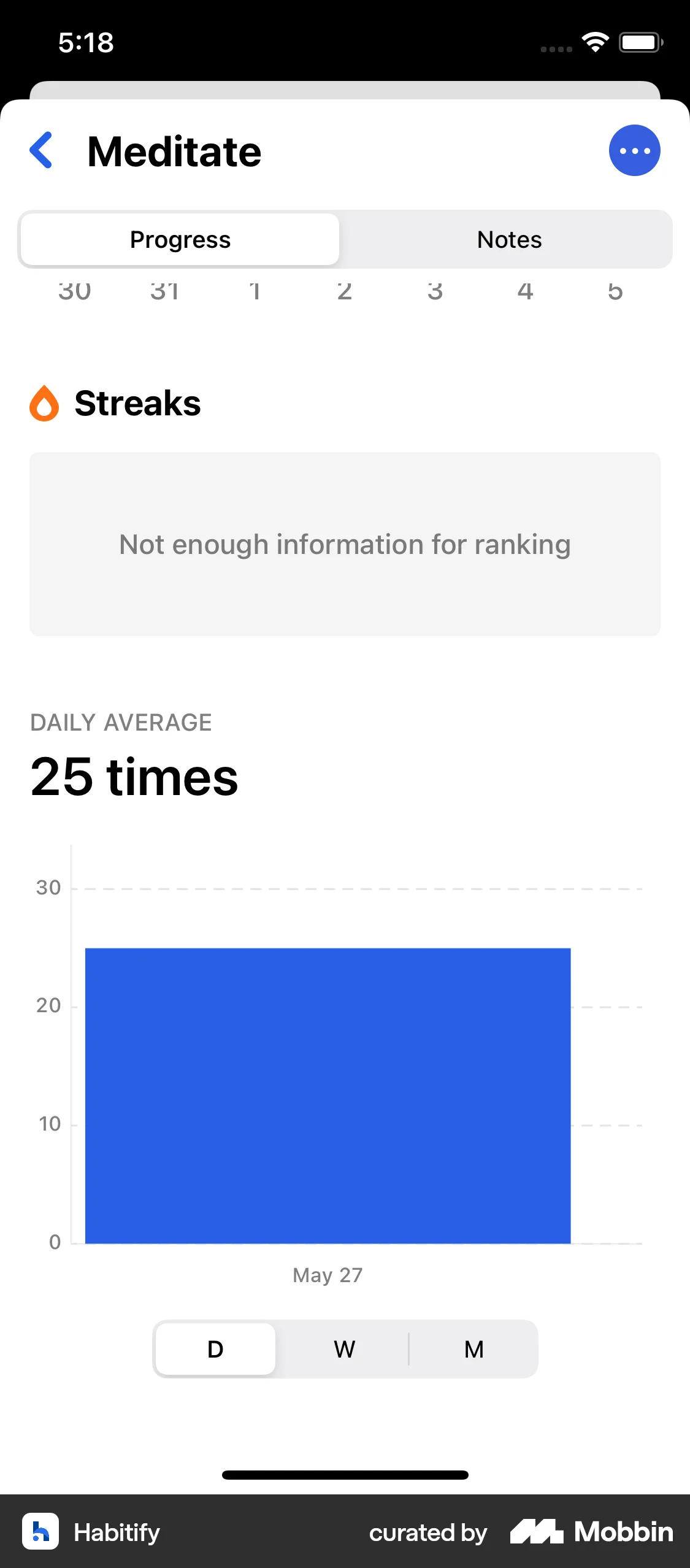 Habitify iOS Goal & Task screen