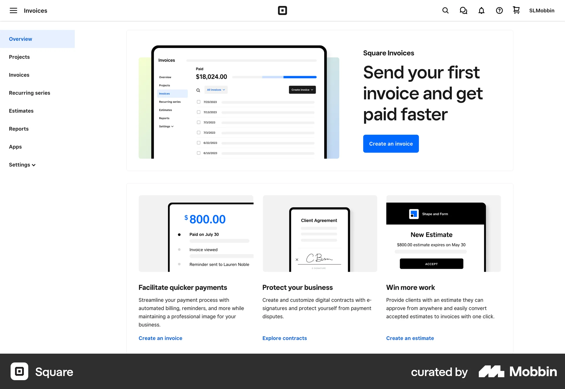 Square Web Feature Info screen