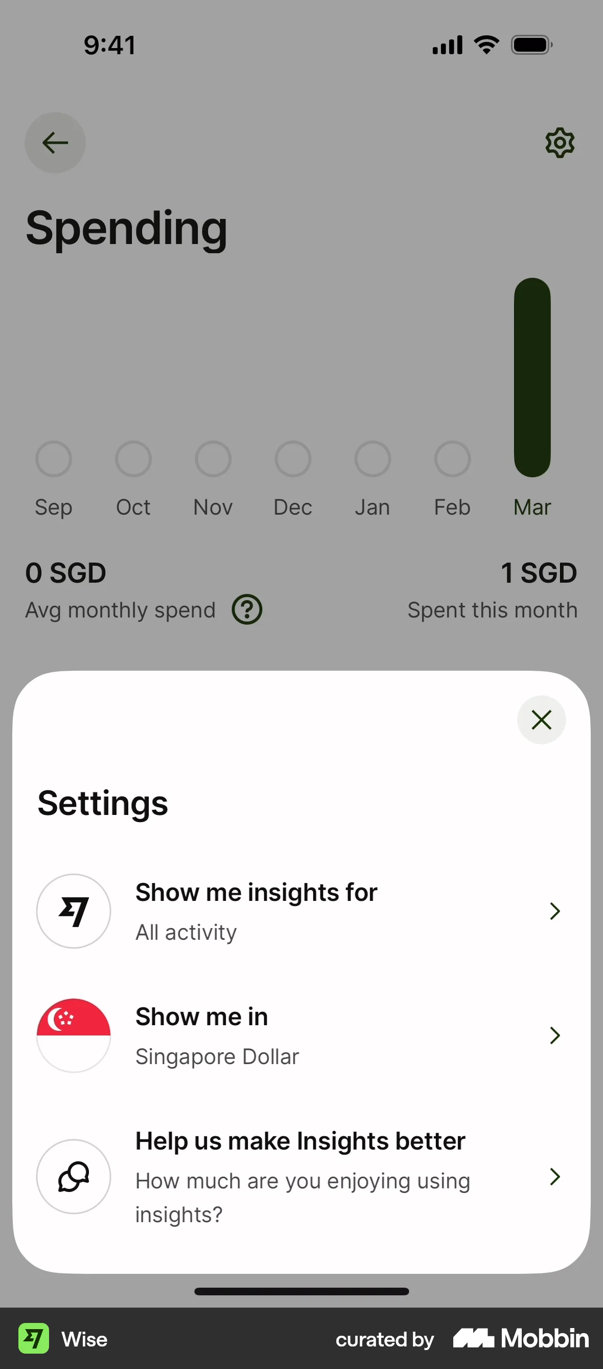 Wise iOS Timeline & History screen
