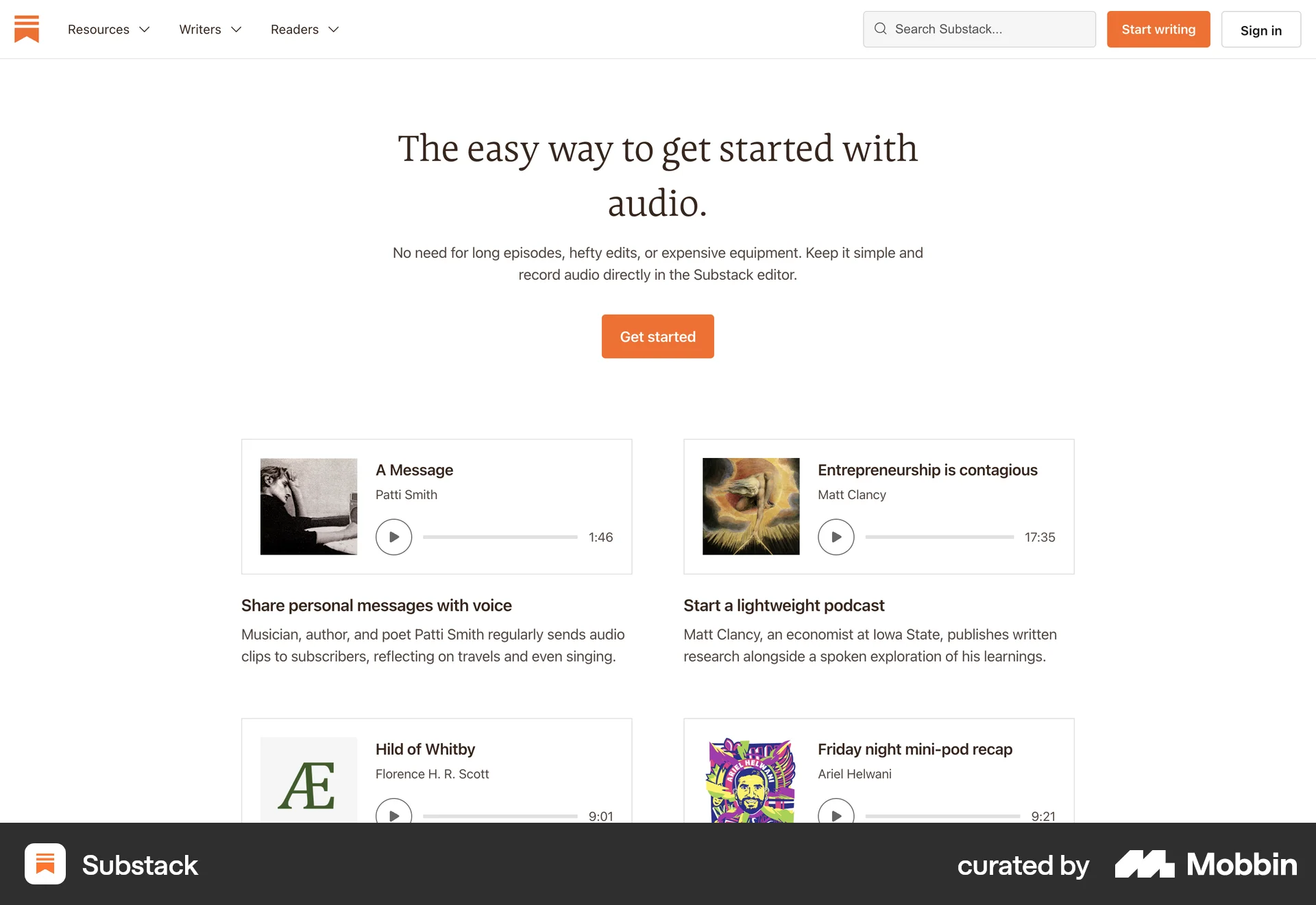 Substack Web Audio Player screen