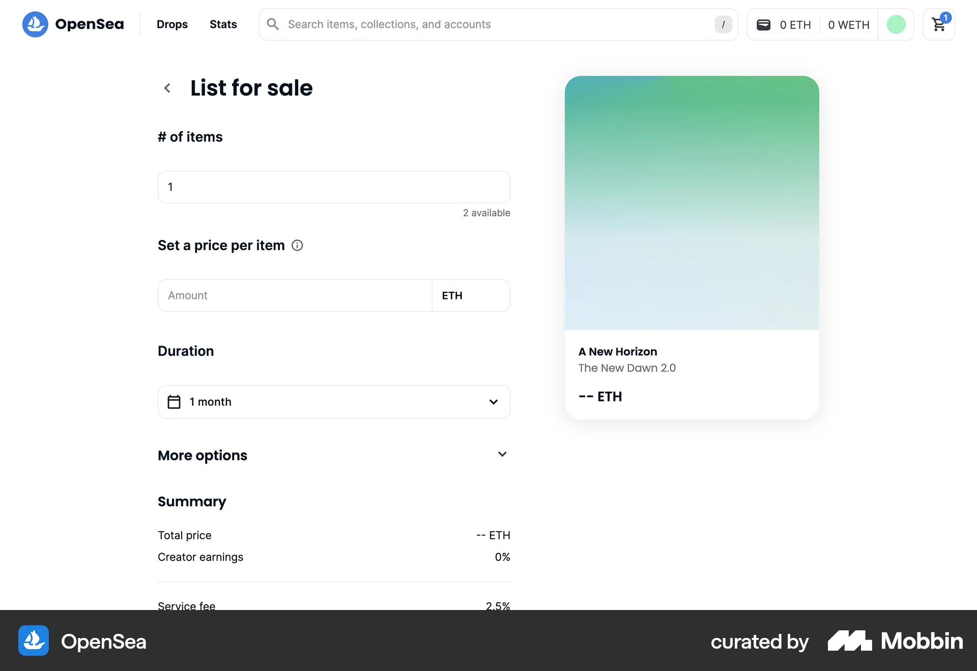 OpenSea Web Other Action screen