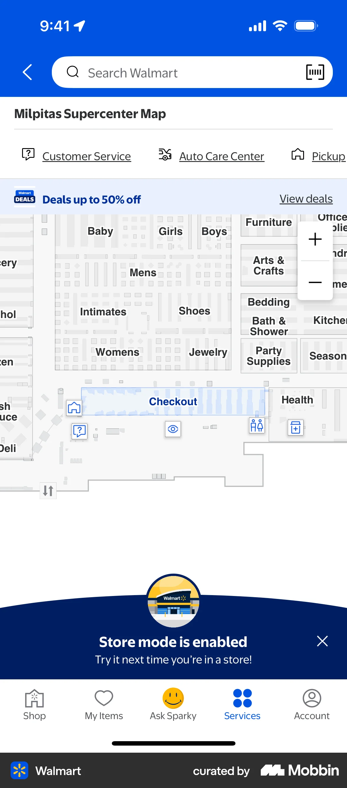 Walmart iOS screen containing Banner UI element
