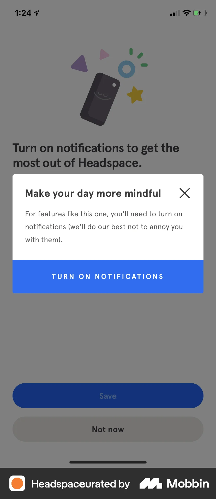 Headspace iOS Permission screen
