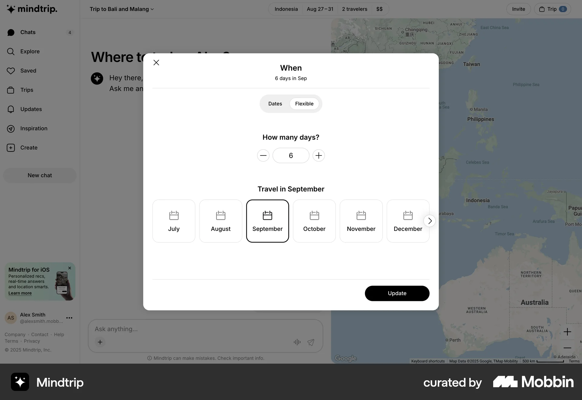Mindtrip Web screen containing Carousel UI element