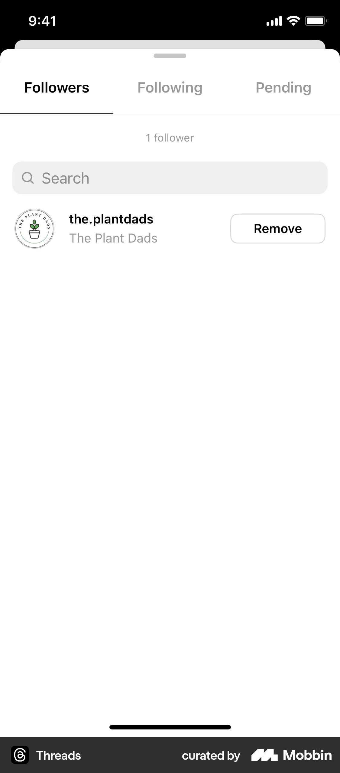 Threads iOS Followers & Following screen