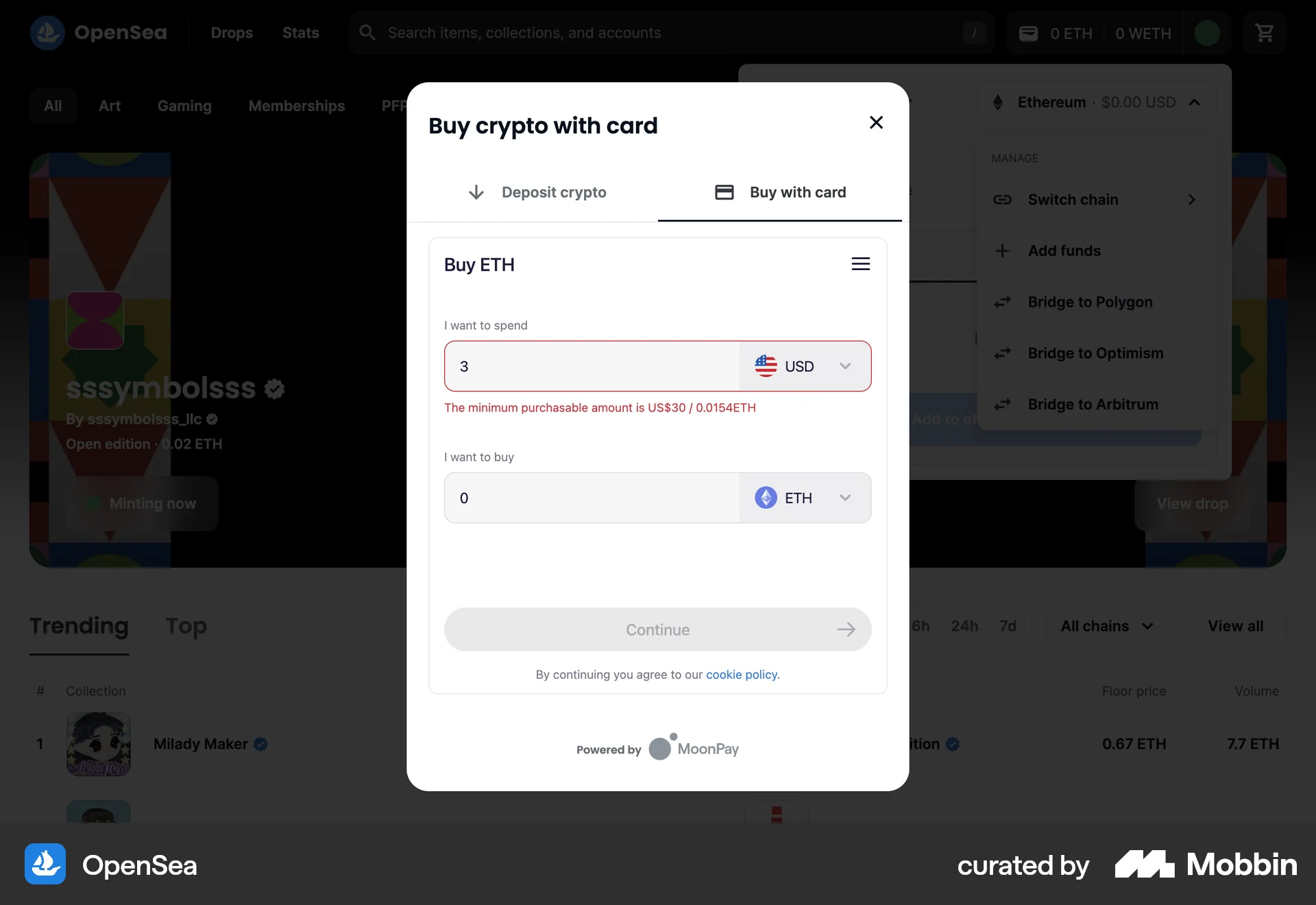 OpenSea Web Transfer & Send Money screen