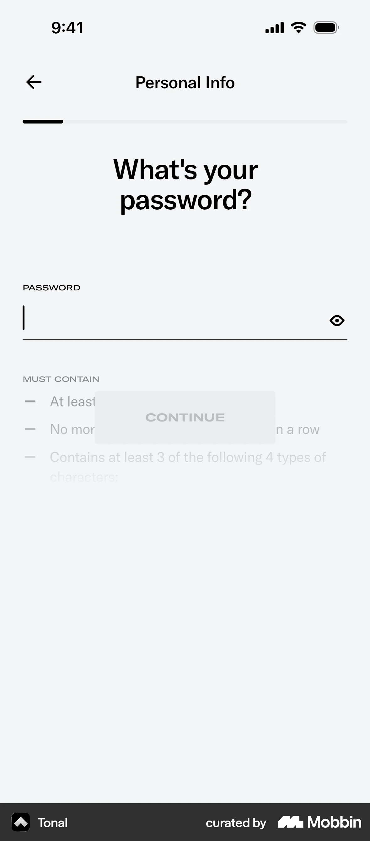 Tonal Onboarding screen
