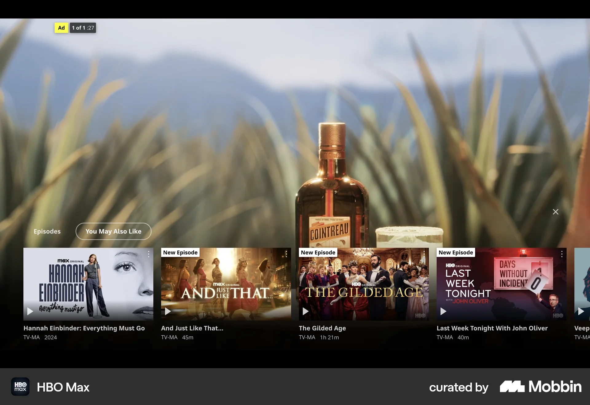 HBO Max Web Suggestions & Similar Items screen