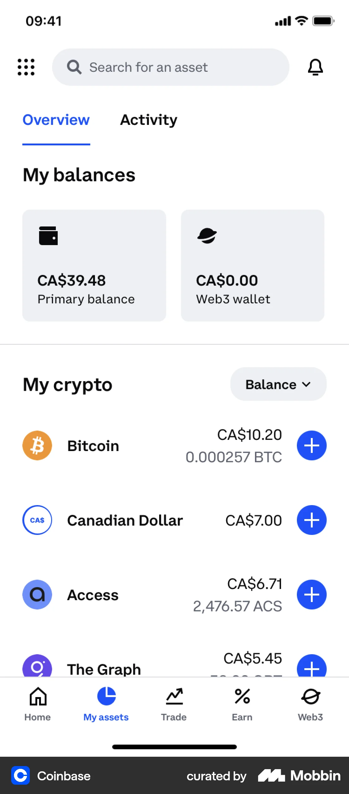 Coinbase Mobile Menu Coinbase iOS Screen | Mobbin