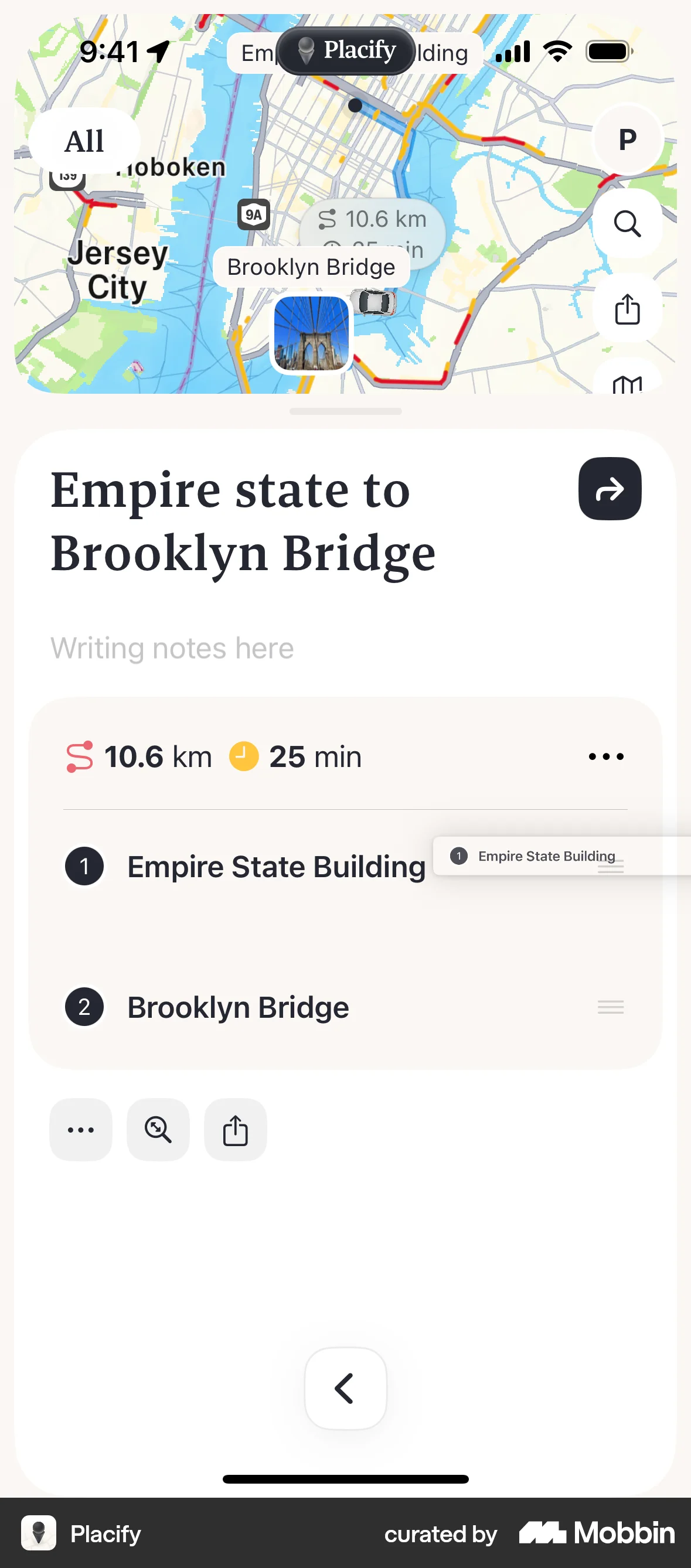 Placify iOS Reorder screen