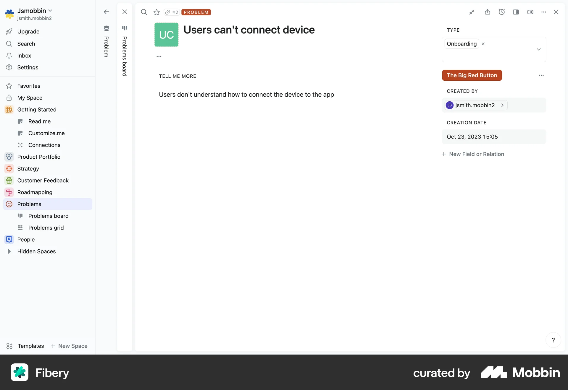 Fibery Web Note Detail screen
