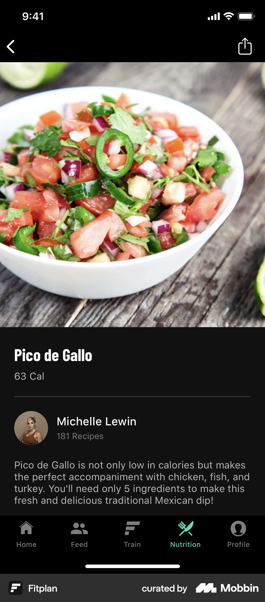 Fitplan iOS Recipe Detail screen