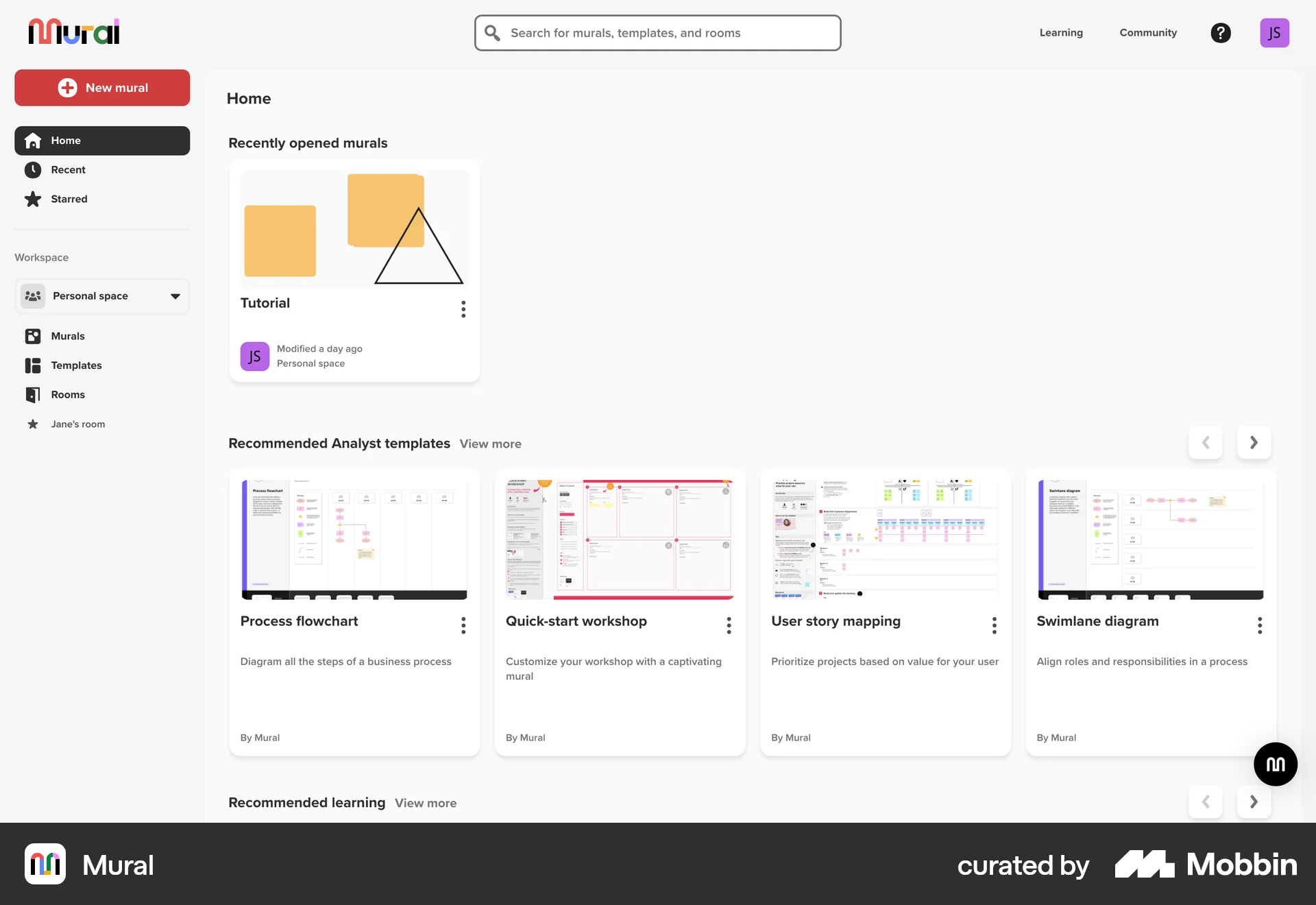Mural Web screen containing Floating Action Button UI element