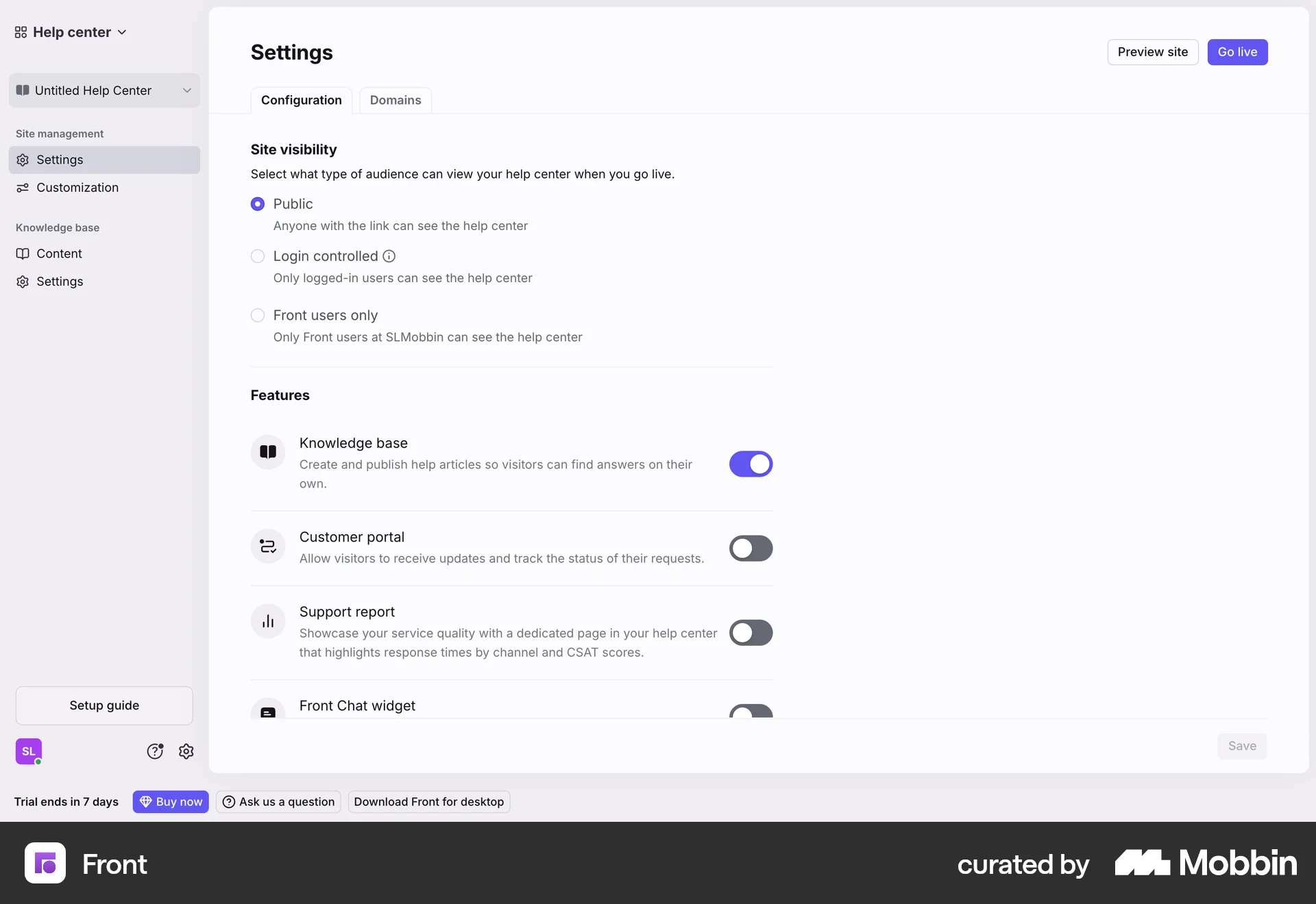 Front Web Set screen