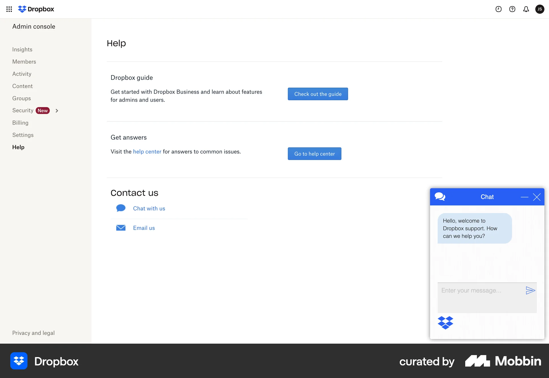 Dropbox Web Other Action screen