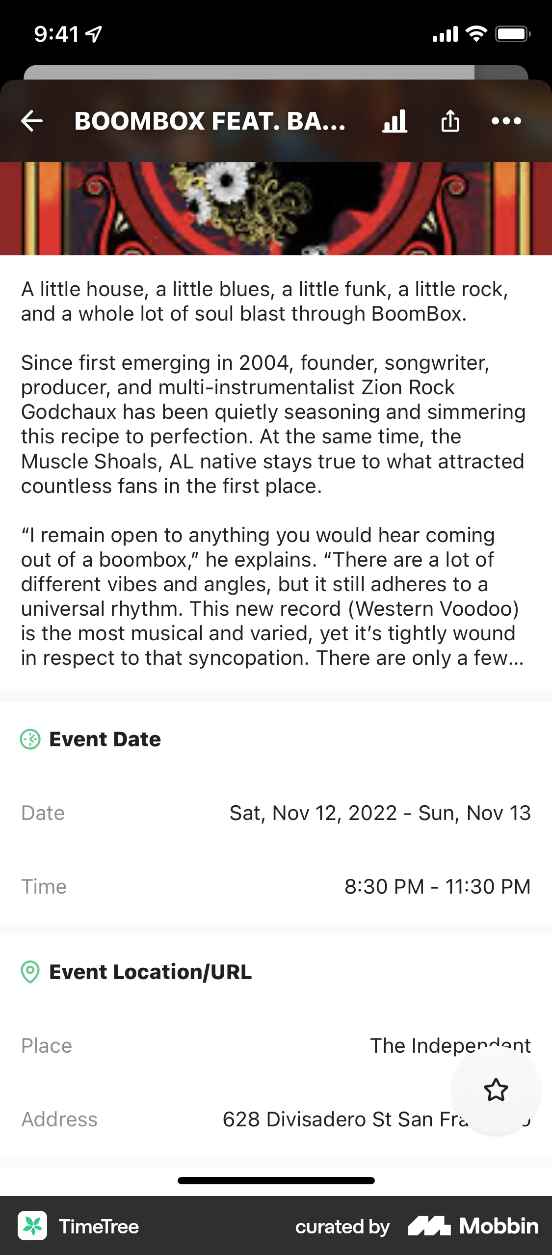 TimeTree iOS Event Detail screen