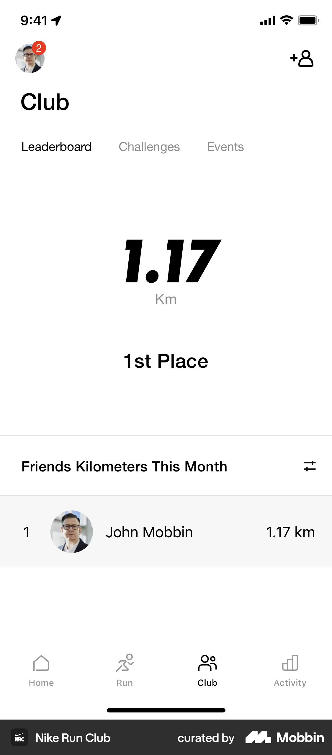 Nike Run Club screen