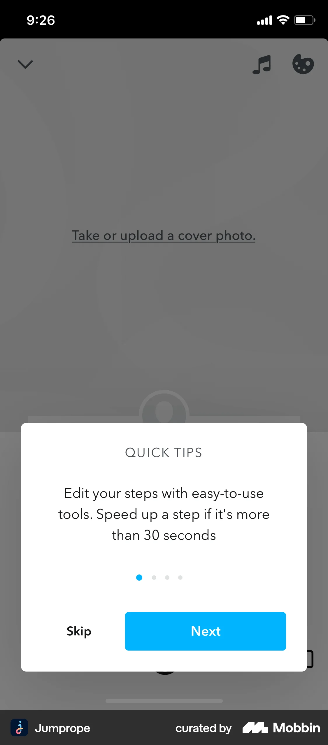 Jumprope iOS Photo & Video App screen