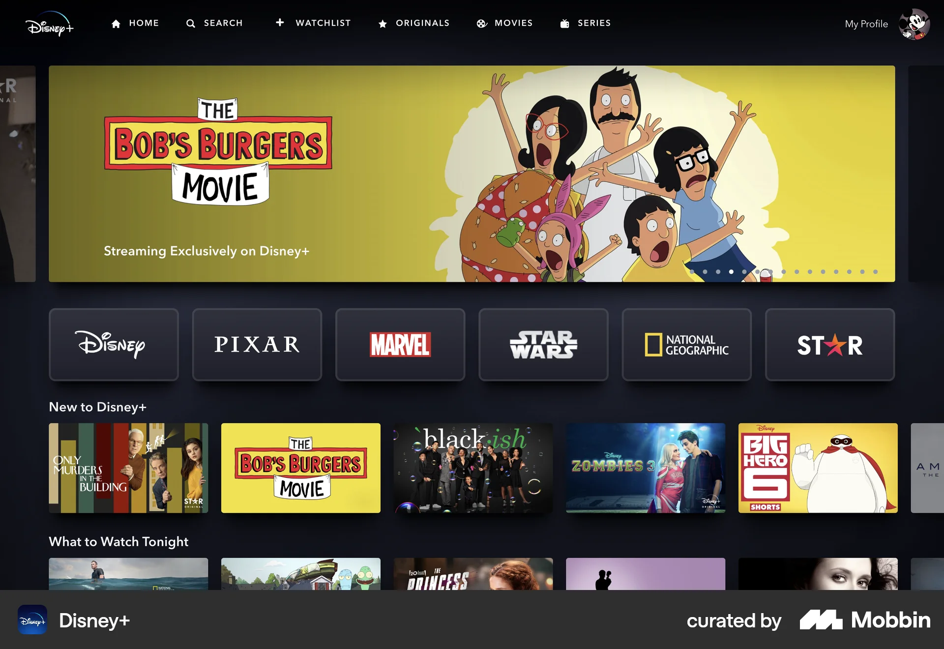 Disney+ Web Disney+ Homepage | Mobbin