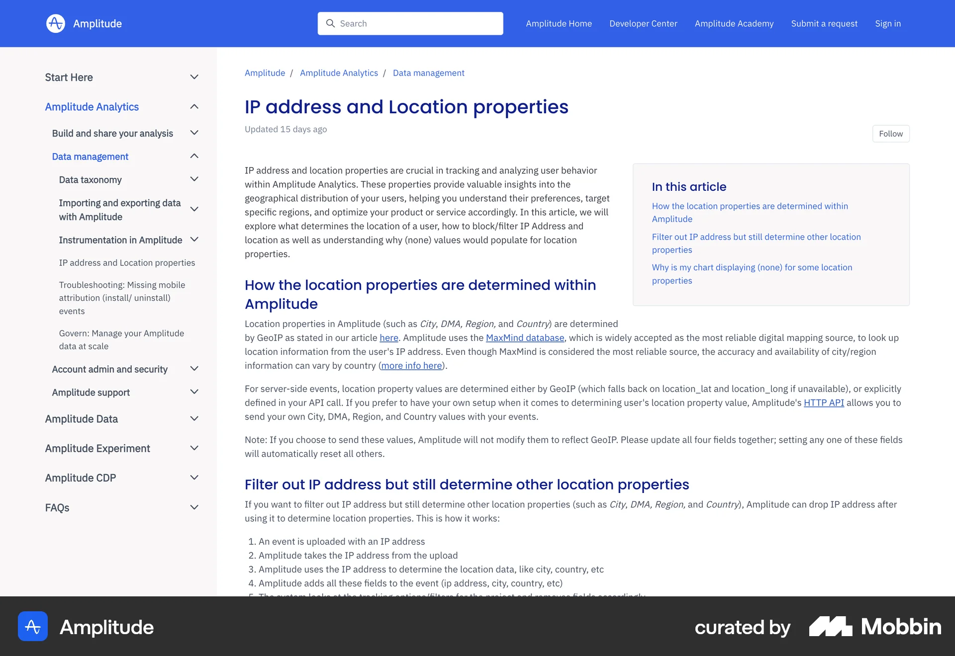 Amplitude Web Article Detail screen