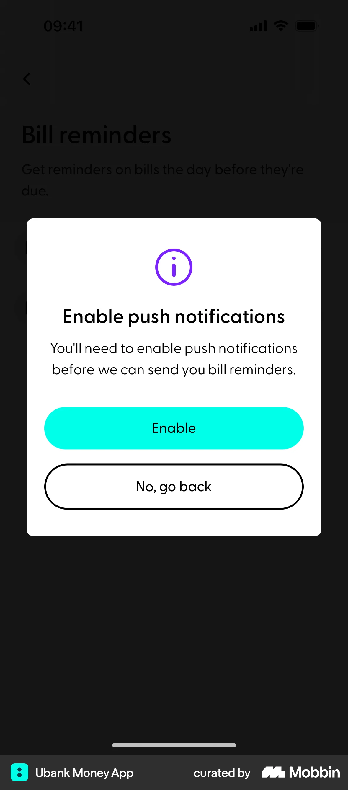 Ubank Money App iOS Permission screen